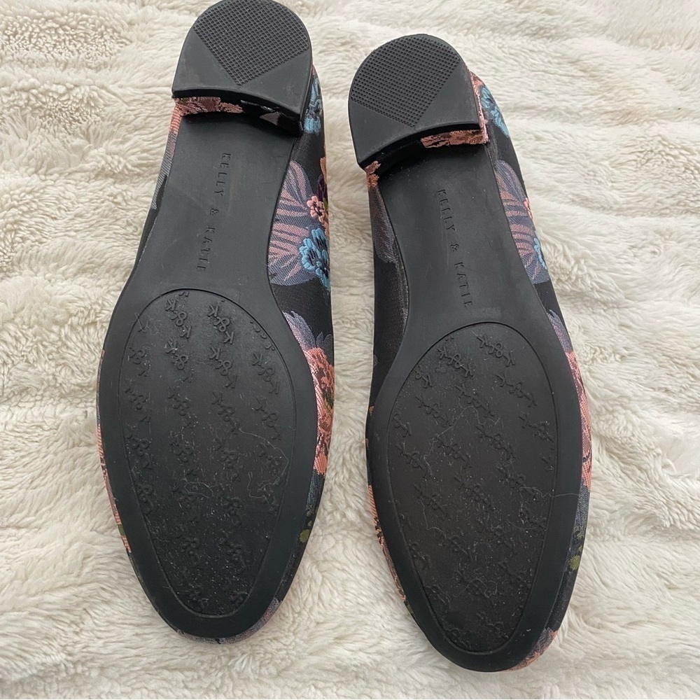 Kelly & Katie Pink and Black Ballet Flats Floral Embroidered Boho Shoes Size 6 - Picture 12 of 12